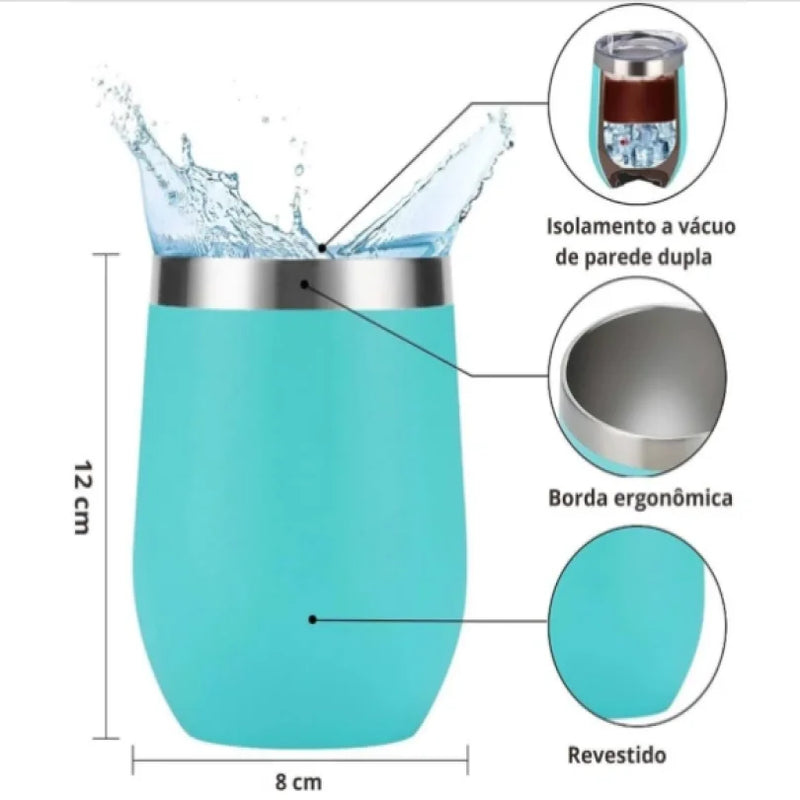 Copo Térmico em Aço Inox 360ml - Conserva Seu Líquido Quente ou Frio por Mais Tempo!