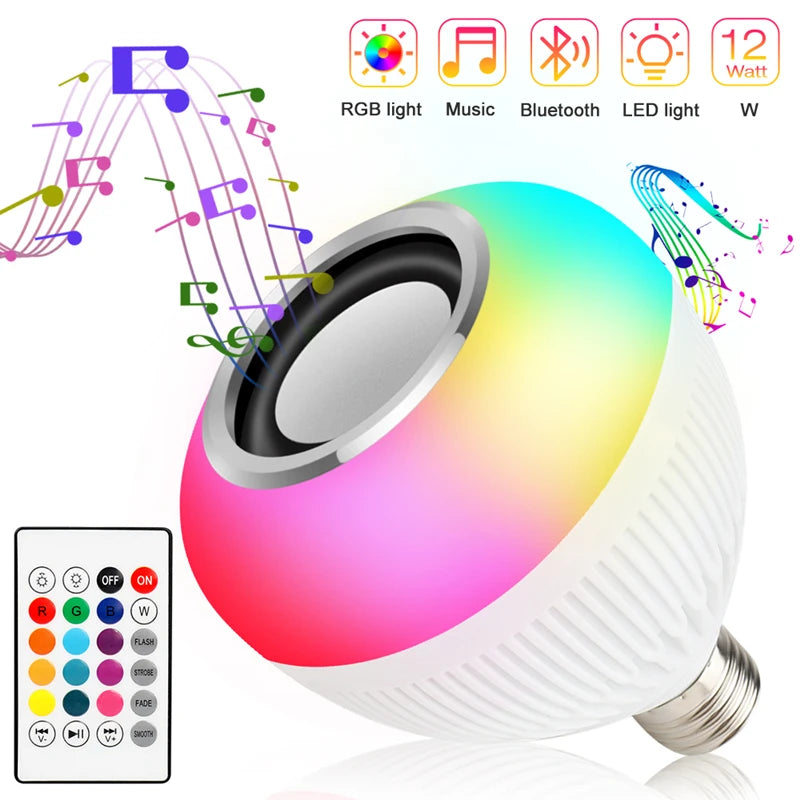 Lâmpada Led RGB Bluetooth 12W C/ Controle