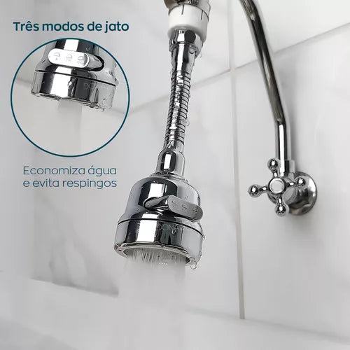 Bico Arejador Extensor Articulado 360° para Torneiras em Aço Inox