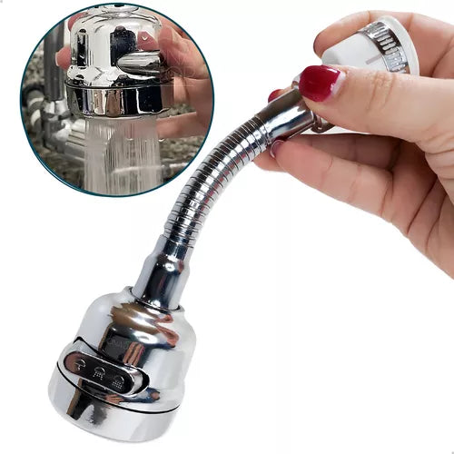 Bico Arejador Extensor Articulado 360° para Torneiras em Aço Inox