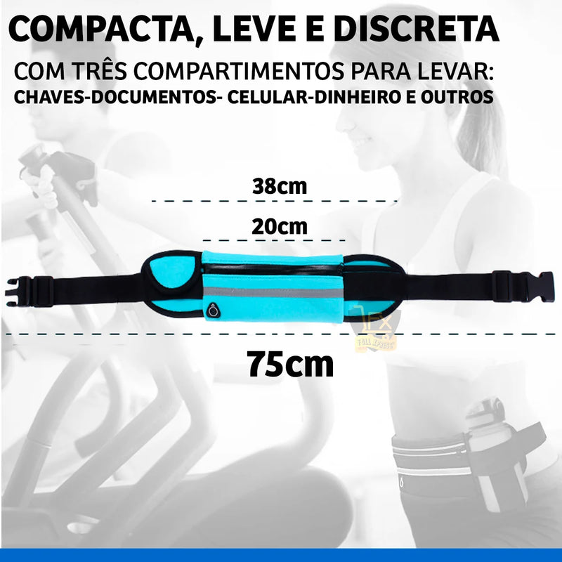 Suporte Esportivo para Cintura e Peito com Porta-Celular, Garrafa e Ferramentas, Preto, para Corrida.