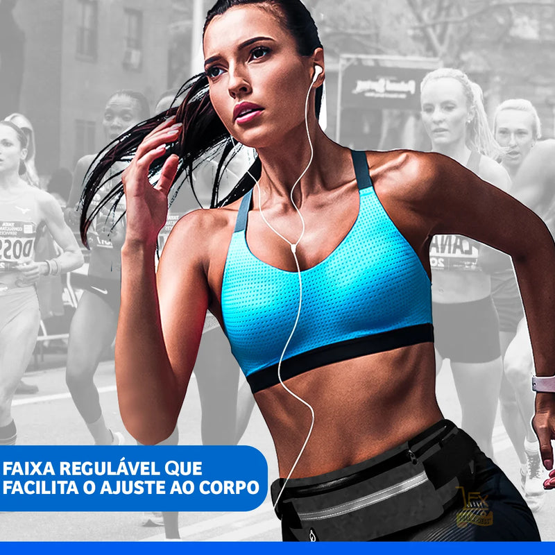 Suporte Esportivo para Cintura e Peito com Porta-Celular, Garrafa e Ferramentas, Preto, para Corrida.